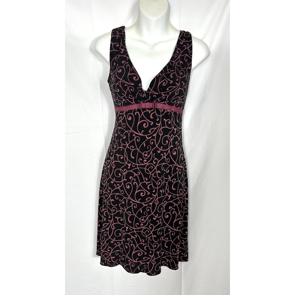 Vintage Y2K Babydoll Midi Dress Dark Floral Romantic Fairy Grunge Size M USA